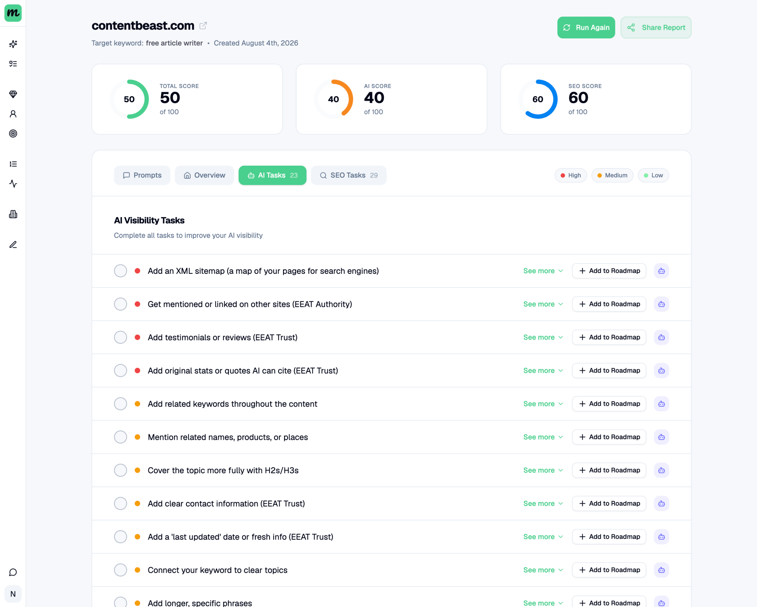 Free AI Website Audit Tasks